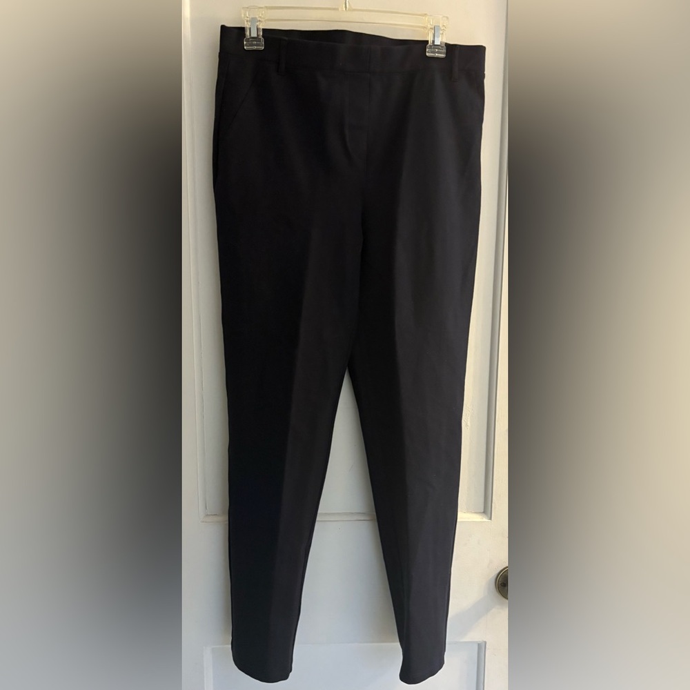 Quince Ultra-Stretch Ponte Straight Leg Pants Navy Blue Size Large Petite
